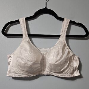 Playtex Front Closure Elegant White Padded Shoulders Women's Bra Size 42C